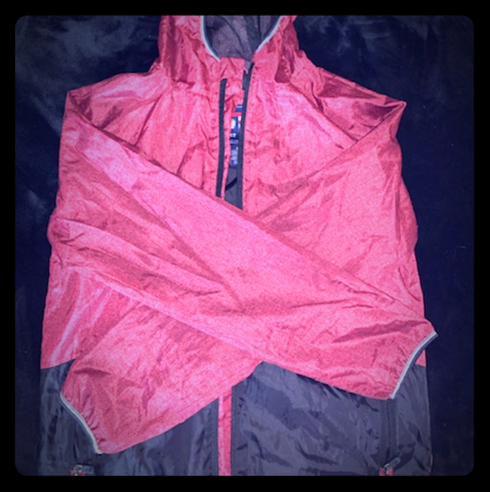 Red and black windbreaker